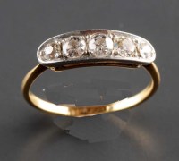 Lot 915 - A diamond ring, c.1900, the five slightly...