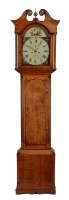 Lot 945 - An oak longcase clock, the painted roman dial...