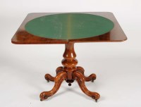 Lot 963 - A Victorian walnut card table, the rectangular...