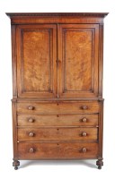 Lot 996 - A William IV mahogany linen press, with a...