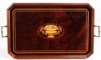 Lot 1030 - A rectangular mahogany two-handled tray,...