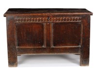 Lot 1076 - A late 17th Century rectangular oak coffer...