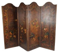 Lot 1092 - A Dutch leather four-fold draught screen,...