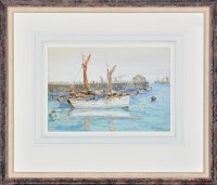 Lot 84 - John William Gilroy Fishing boats in harbour...