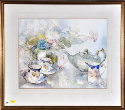 Lot 90 - Penny Ward ''Teatime'' - a still-life study of...
