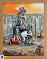 Lot 186 - William B*** Allan ''Hobo and Dog'' oil on...