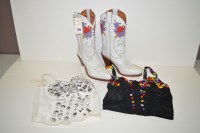 Lot 329 - A pair of Beverly Feldman white cowboy boots,...