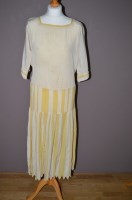 Lot 356 - A 1920's cream tea dress, with yellow stripe...