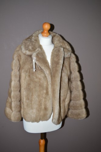 Lot 357 - A 1940's style pale brown faux fur jacket, by...