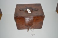 Lot 373 - An early 20th Century brown leather hat box,...