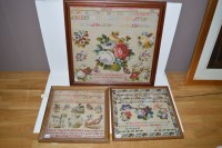 Lot 378 - Three Victorian samplers, showing alphabet and...