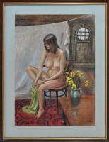 Lot 69 - Richard Flynn - A female nude study with...