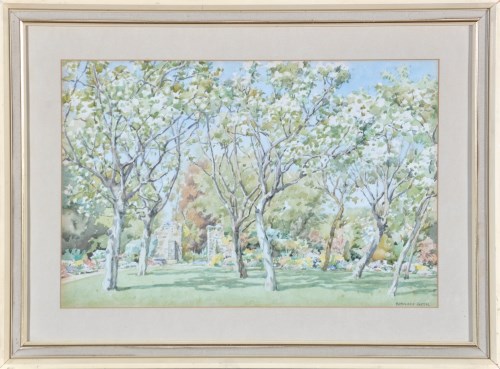 Lot 91 - Bernard Gotch - An orchard, signed,...