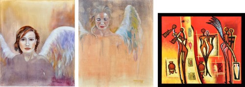 Lot 189 - Trevor Craggs - ''Angels'', signed, acrylic on...