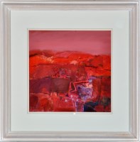 Lot 215 - Wilma Dunbar - ''Red Landscape'', signed and...