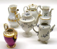 Lot 10 - Six Continental coffee pots, mainly early 19th...