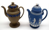Lot 17 - A blue Jasper ware coffee pot, c.1815,...