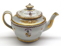 Lot 20 - A Newhall hard paste oval teapot, c.1805,...