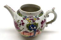Lot 25 - A soft paste globular teapot by Vauxhall,...