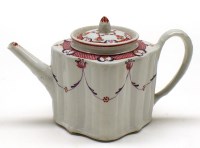 Lot 27 - A Newhall hard paste commode-shaped teapot,...
