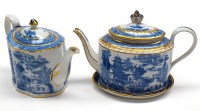 Lot 35 - Wolfe, Liverpool teapot, c.1800, blue printed...