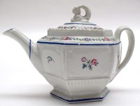 Lot 45 - A hard paste hexagonal teapot, decorated with...
