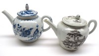 Lot 51 - A Worcester soft paste teapot, c.1771, black...