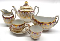 Lot 58 - A hard paste part tea service, to include:...