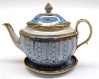 Lot 62 - A Turner teapot on stand, with hand-painted...