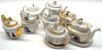 Lot 88 - Teapots decorated with painted/printed black...