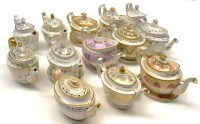 Lot 90 - Mainly hard paste oval teapots, by Coalport;...