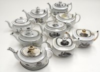 Lot 99 - 19th Century black printed teapots, one on...