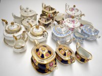 Lot 109 - Tea set trios, three with additional stands,...