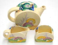 Lot 114 - A Clarice Cliff 'Bonjour' pattern teapot,...