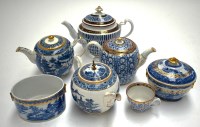 Lot 115 - Blue and white tea wares with gilt decoration,...