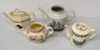 Lot 149 - A Continental creamware drum-shaped teapot,...