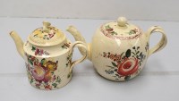 Lot 150 - A Yorkshire creamware drum-shaped teapot,...