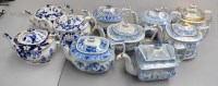 Lot 167 - Ten blue printed teapots, mainly London form,...