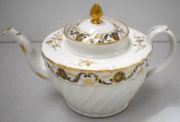 Lot 183 - A hard paste oval teapot, possibly early...