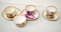 Lot 194 - Two Machin tea cups and saucers, hand-painted...