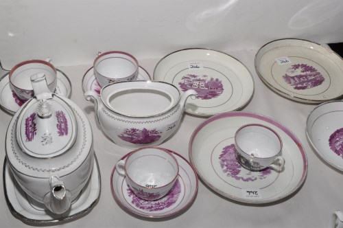 Lot 246 - Factory Z tea ware, all decorated in puce...