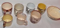 Lot 260 - Drabware and other mugs, with pink and silver...