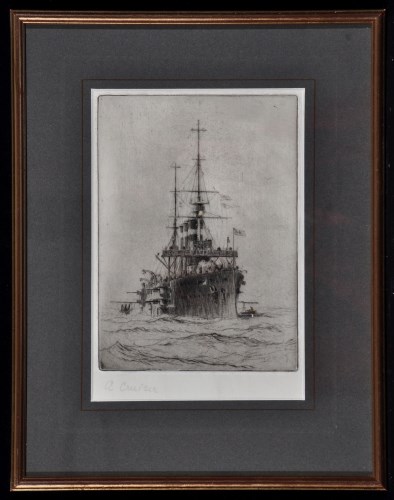 Lot 5 - Arthur Heslop - ''A Cruiser'', etching,...