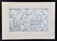 Lot 37 - F*** Dodds - men drinking at a bar, signed and...