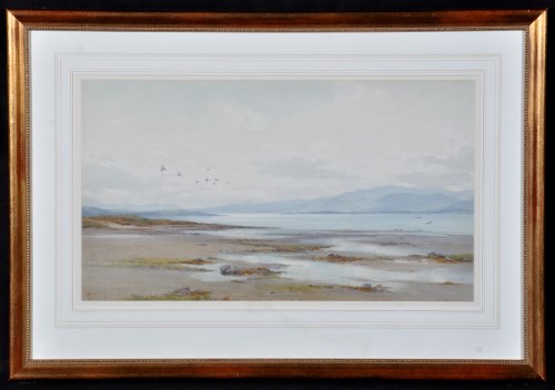 Lot 58 - **** Dixon - geese in flight over an estuary,...