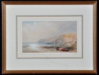 Lot 60 - Cornelius Pearson - a rocky bay with figures...