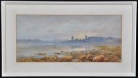 Lot 87 - R*** Wood - North Shields harbour at sunset,...