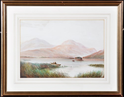 Lot 93 - William Baker - anglers in a boat at a...
