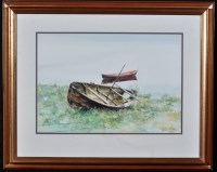 Lot 97 - Edwin Straker - boats at a lakeside, signed,...