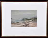 Lot 117 - Frank Rousse - figures on a beach with a...